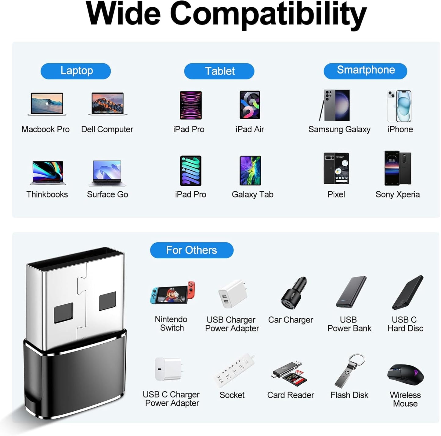 πππππ€ ππ©π π«ππππ USB to USB C Adapter,Type-C Female to a Male Car Charger Converter for Apple Watch Ultra 8 9 10,Iphone 16 15 14 13 Pro Max,Samsung S24,Playstation 4,Airpods,Ipad,Car