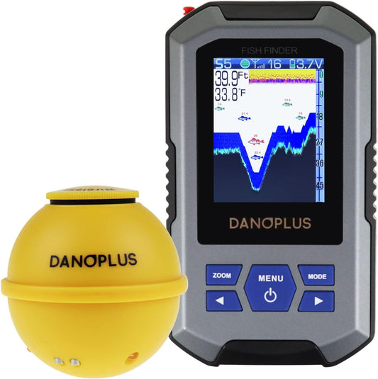 Wireless Portable Fish Finder with Large HD Display, 147 Feet Depth Detection, and Rechargeable Castable Sensor for Boats