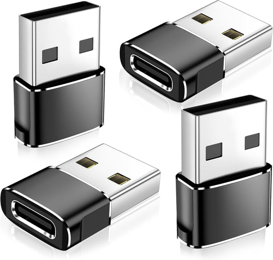 𝟒𝐏𝐚𝐜𝐤 𝐔𝐩𝐠𝐫𝐚𝐝𝐞𝐝 USB to USB C Adapter,Type-C Female to a Male Car Charger Converter for Apple Watch Ultra 8 9 10,Iphone 16 15 14 13 Pro Max,Samsung S24,Playstation 4,Airpods,Ipad,Car