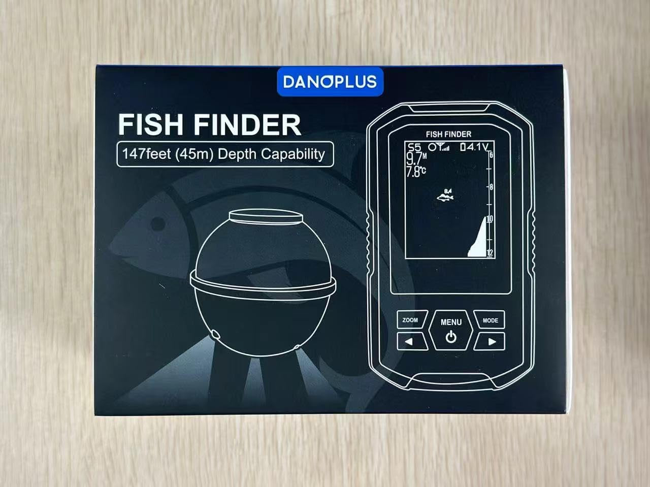 Wireless Portable Fish Finder with Large HD Display, 147 Feet Depth Detection, and Rechargeable Castable Sensor for Boats