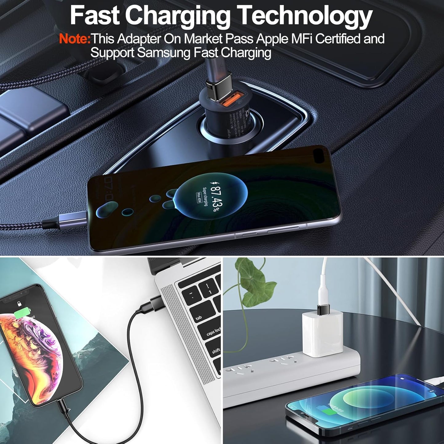 𝟒𝐏𝐚𝐜𝐤 𝐔𝐩𝐠𝐫𝐚𝐝𝐞𝐝 USB to USB C Adapter,Type-C Female to a Male Car Charger Converter for Apple Watch Ultra 8 9 10,Iphone 16 15 14 13 Pro Max,Samsung S24,Playstation 4,Airpods,Ipad,Car