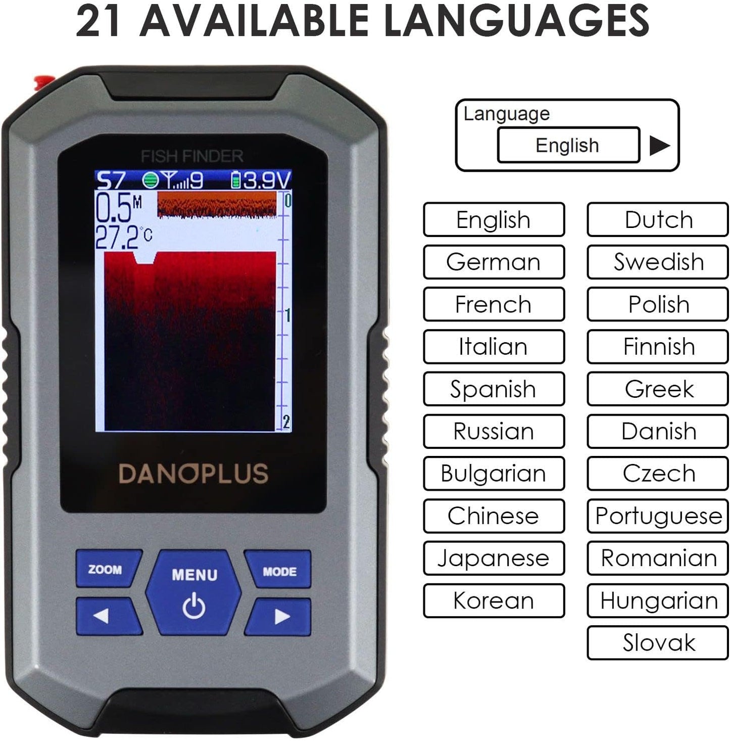 Wireless Portable Fish Finder with Large HD Display, 147 Feet Depth Detection, and Rechargeable Castable Sensor for Boats